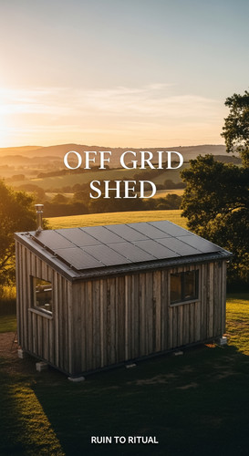 Vertical Pintereststyle image showing a container shed with rustic timber cladding and solar roof Ov.jpg
