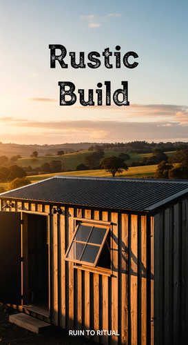 Vertical Pintereststyle image showing a rustic container shed with timber siding Overlay text reads .jpg