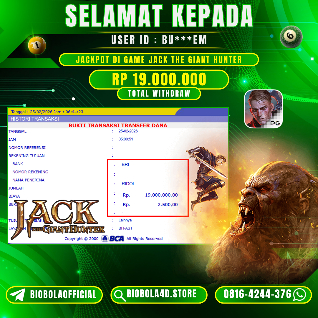 JP JACK THE GIANT HUNTER 19 JT DI BAYAR LUNAS !!