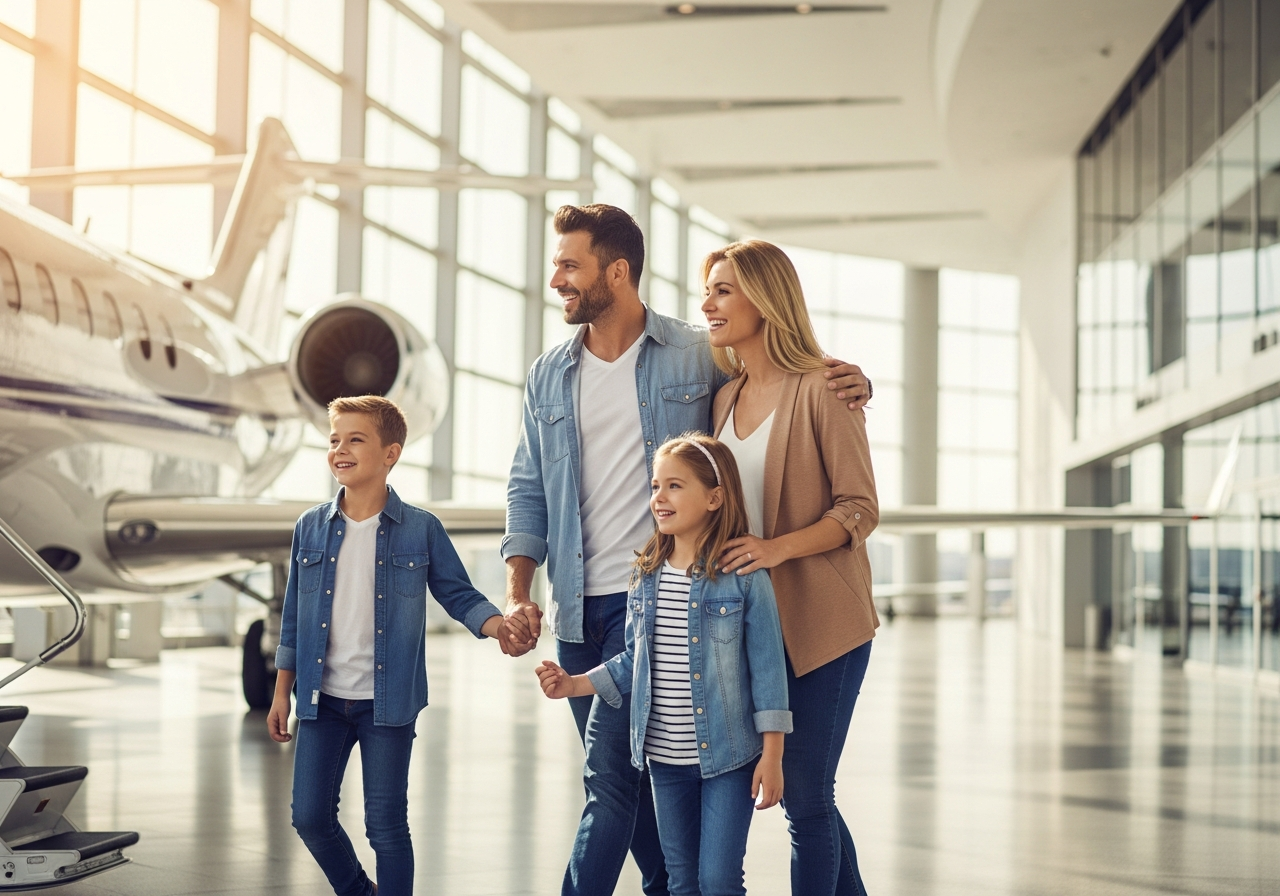 Happy family traveling