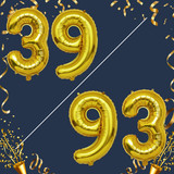 40 Inch Big Gold Large Number 39 93 Mylar Foil Balloon For Helium &amp; Air Filled Premium Self Seal Bal