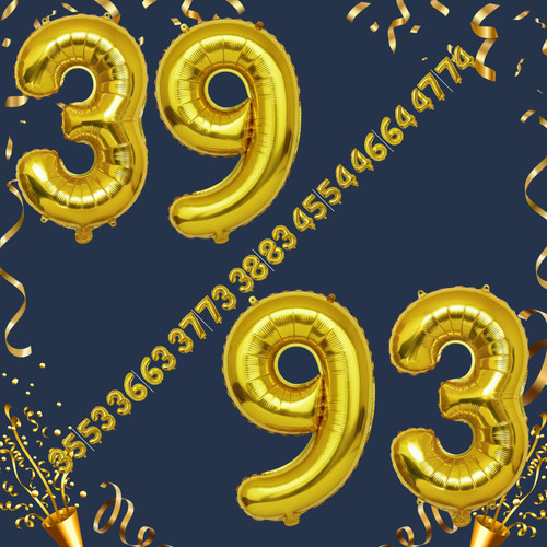 40 Inch Big Gold Large Number 39 93 Mylar Foil Balloon For Helium & Air Filled Premium Self Seal Bal.jpg