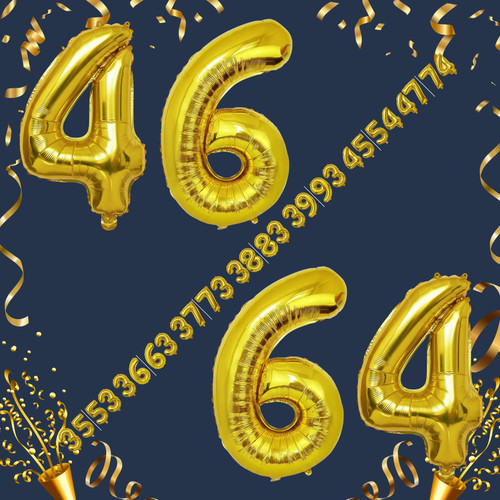 40 Inch Big Gold Large Number 46 64 Mylar Foil Balloon For Helium & Air Filled Premium Self Seal Bal.jpg