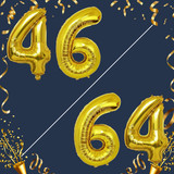 40 Inch Big Gold Large Number 46 64 Mylar Foil Balloon For Helium &amp; Air Filled Premium Self Seal Bal