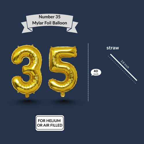 40 Inch Big Gold Large Number 35 Mylar Foil Balloon For Helium & Air Filled Premium Self Seal Balloo.jpg