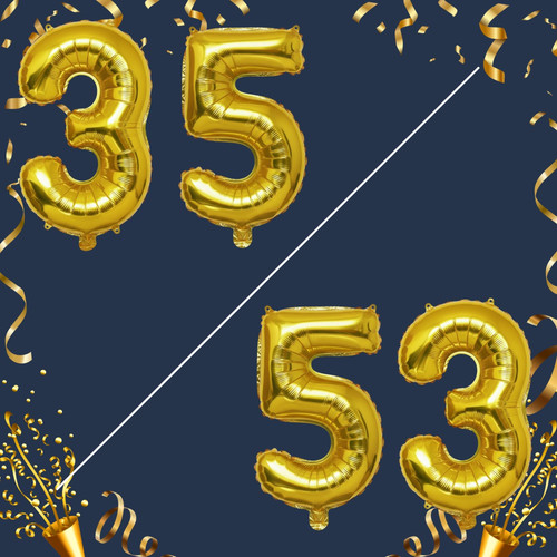 40 Inch Big Gold Large Number 35 53 Mylar Foil Balloon For Helium & Air Filled Premium Self Seal Bal.jpg