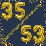 40 Inch Big Gold Large Number 35 53 Mylar Foil Balloon For Helium &amp; Air Filled Premium Self Seal Bal