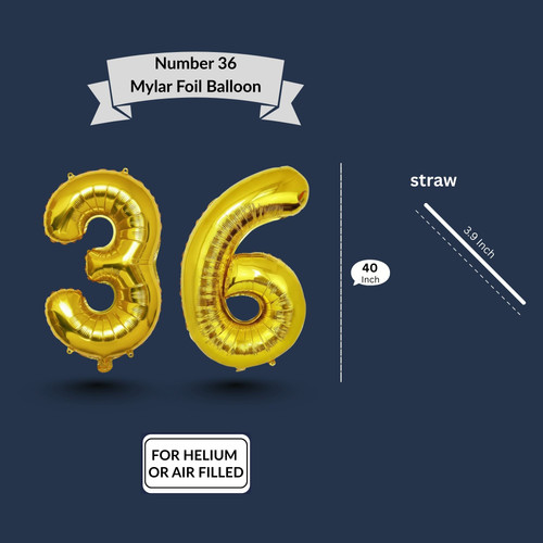 40 Inch Big Gold Large Number 36 Mylar Foil Balloon For Helium & Air Filled Premium Self Seal Balloo.jpg