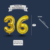 40 Inch Big Gold Large Number 36 Mylar Foil Balloon For Helium &amp; Air Filled Premium Self Seal Balloo