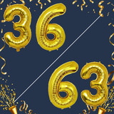 40 Inch Big Gold Large Number 36 63 Mylar Foil Balloon For Helium &amp; Air Filled Premium Self Seal Bal