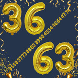 40 Inch Big Gold Large Number 36 63 Mylar Foil Balloon For Helium &amp; Air Filled Premium Self Seal Bal