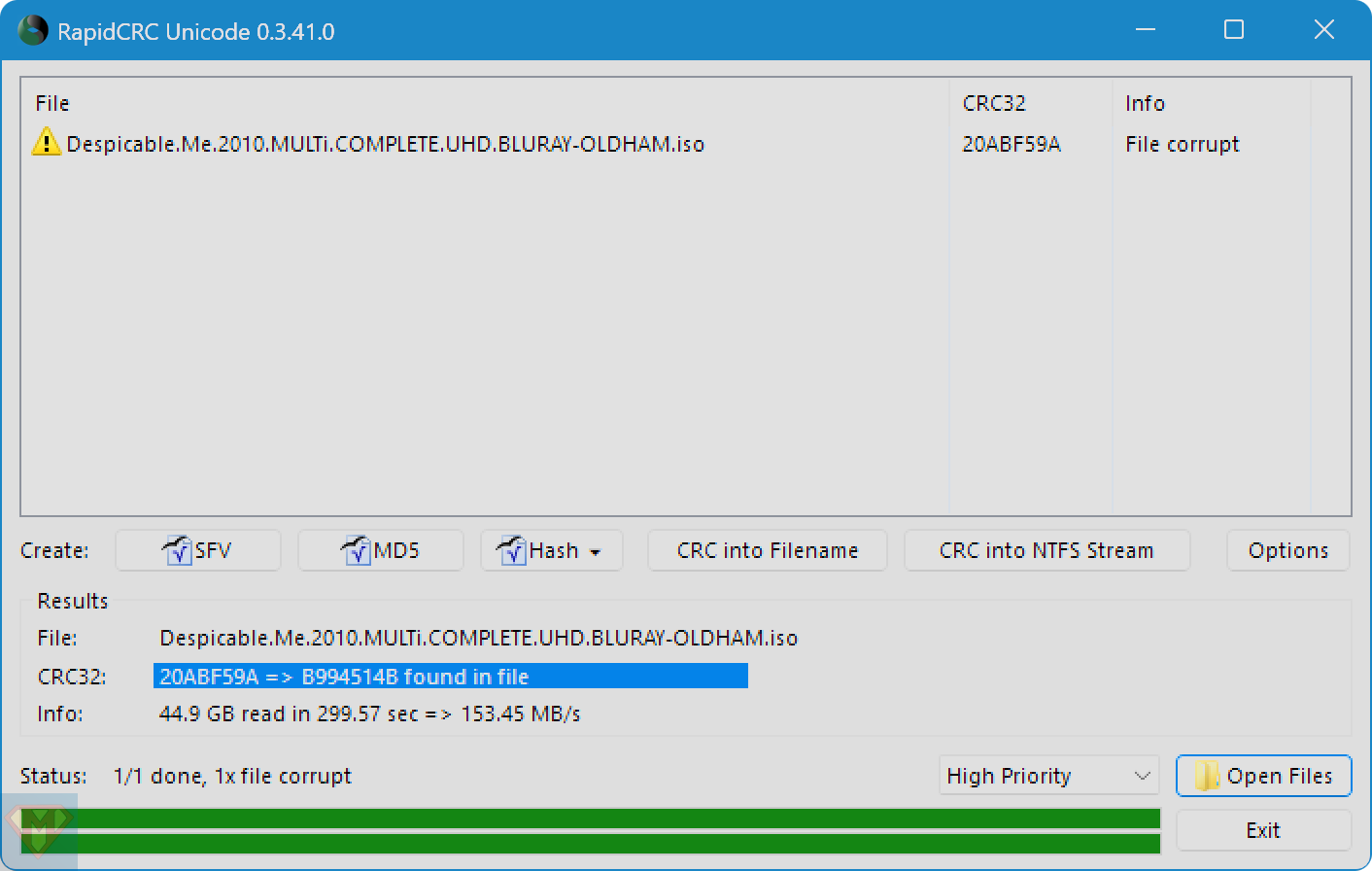 RapidCRC Unicode Screenshot #2