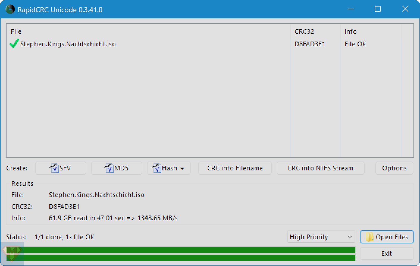 RapidCRC Unicode Screenshot #3