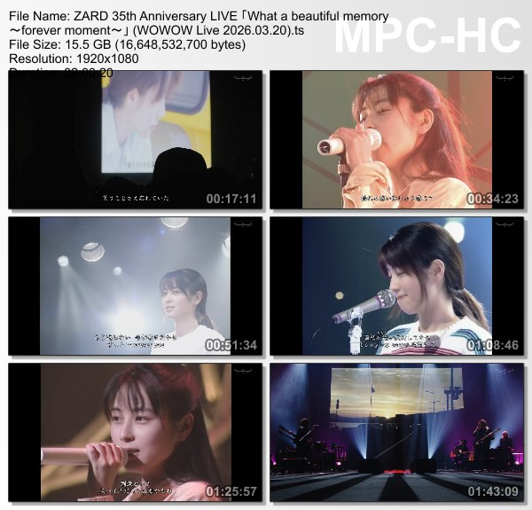 [TV-Variety] ZARD 35周年記念ライブ「What a beautiful memory ～forever moment～」 (ＷＯＷＯＷライブ 2026.03.20)