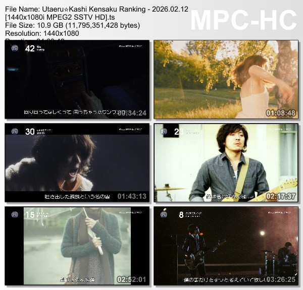 [TV-Variety] 歌える☆歌詞検索ランキング (SSTV HD 2026.02.12)