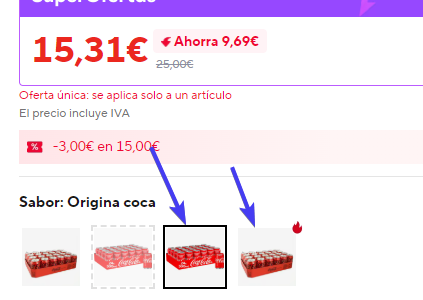 captura de pantalla de ayuda para conseguir la oferta temporal