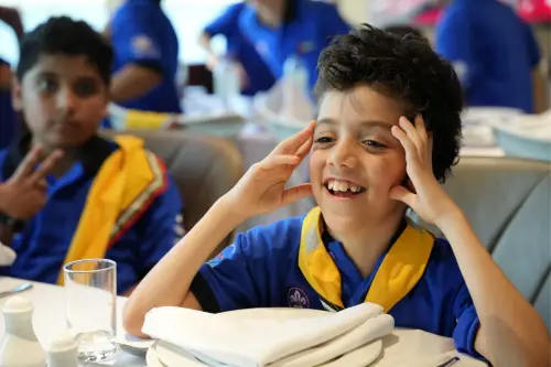 Children savoring buffet food on Celeste dinner cruise Dubai Marina..webp