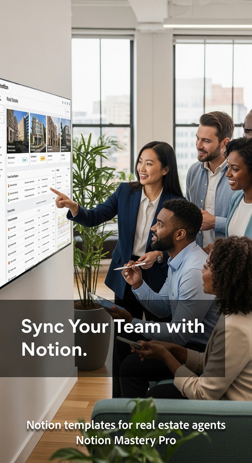 Real estate team in a modern openplan office collaborating around a large monitor displaying a detai.jpg