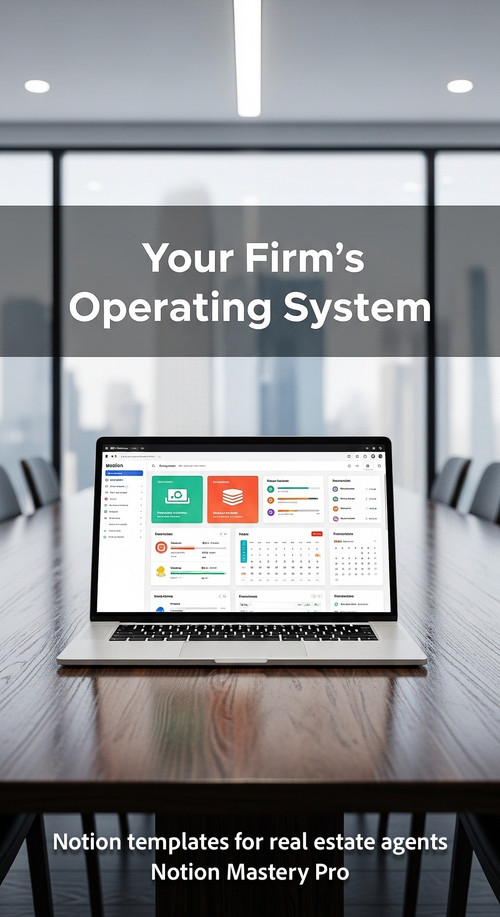 Sleek minimalist conference room table with an open laptop showing a comprehensive Notion dashboard .jpg