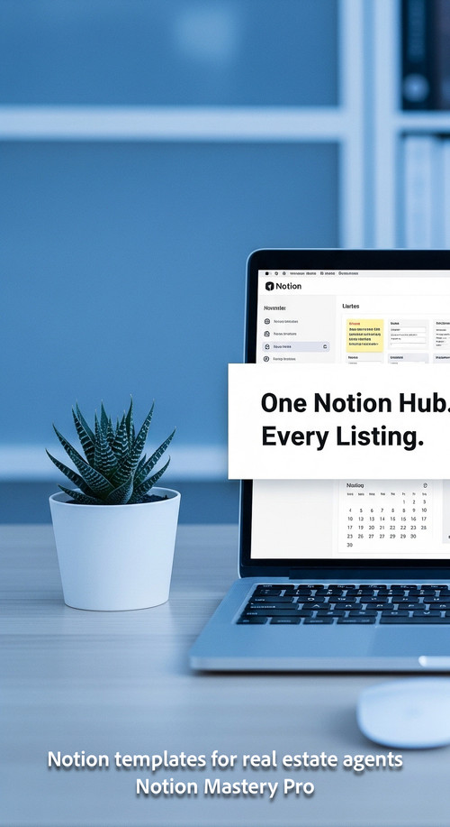 Zenlike workspace single succulent bluetoned lighting ultraclean laptop screen displaying Notion Ove.jpg