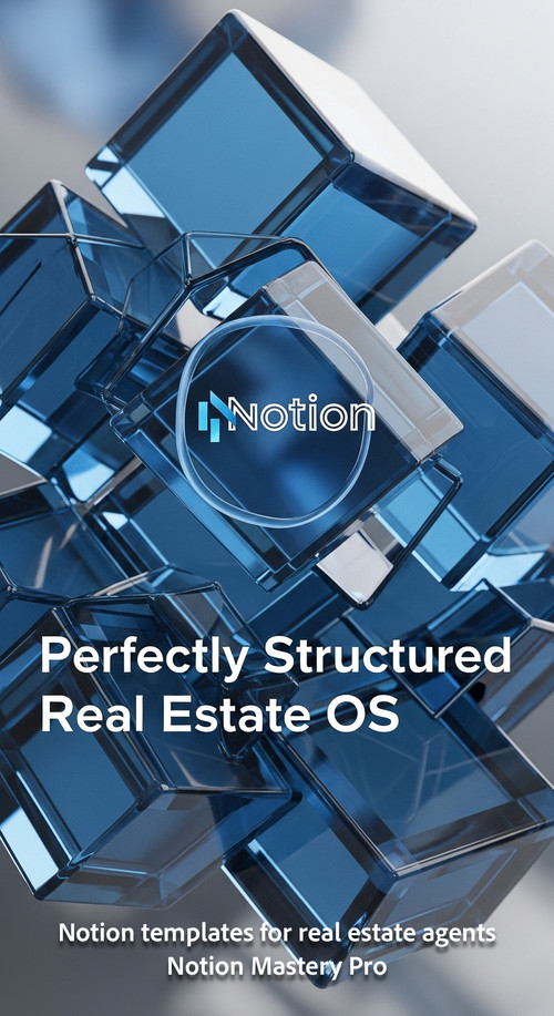 Abstract 3D geometric shapes interlocking perfectly blue glass texture floating Notion logo Overlay .jpg