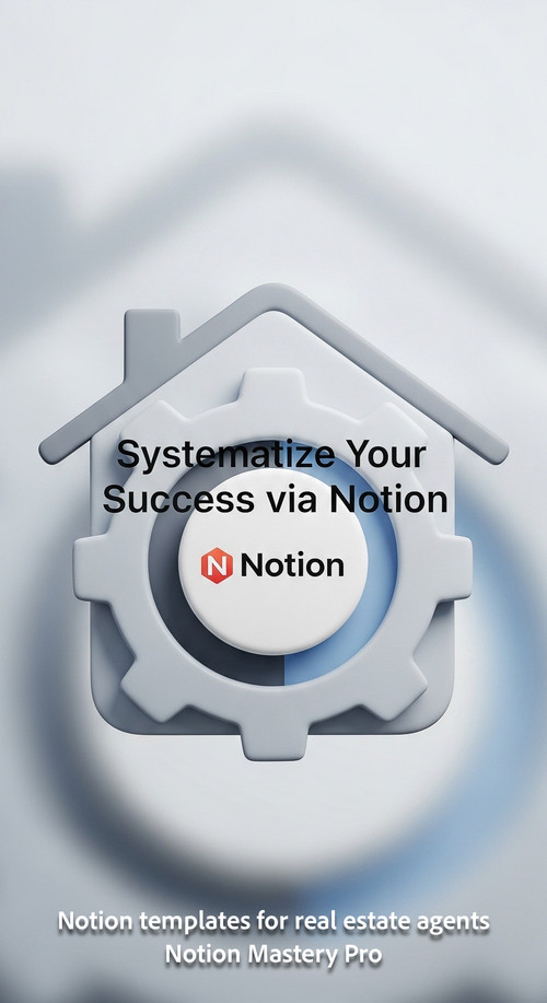 Abstract 3D icon of a house and a gear with a central Notion logo Overlay Systematize Your Success v.jpg