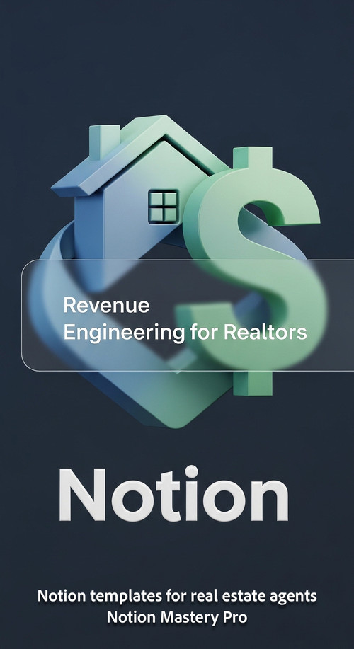 Abstract 3D icon of a house and a dollar sign with a central Notion logo Overlay Revenue Engineering.jpg