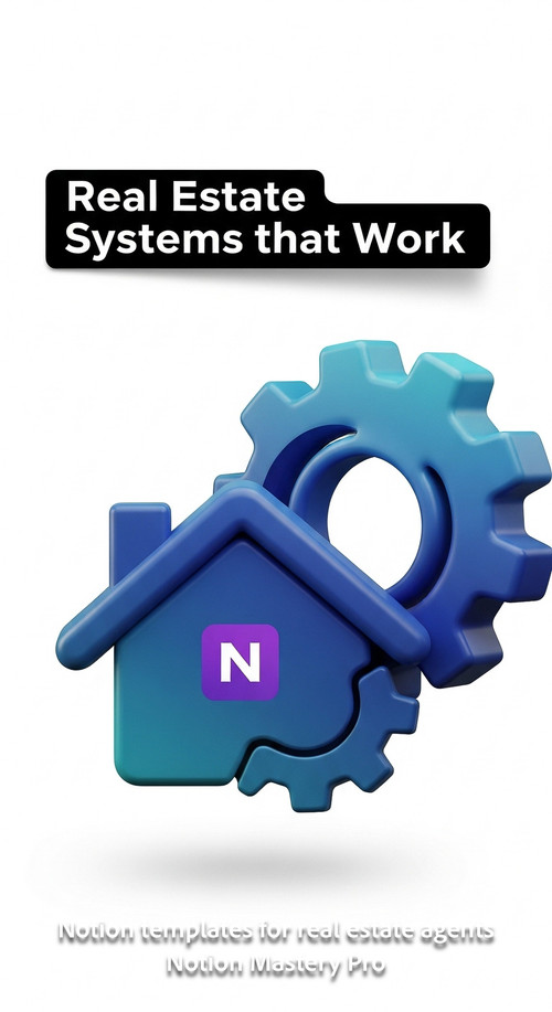 Abstract 3D icon of a house and a gear with a central Notion logo Overlay Real Estate Systems that W.jpg