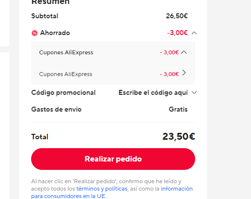 captura de pantalla de ayuda para conseguir la oferta temporal