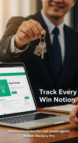 Blurred image of a realtor handing over keys foreground laptop with a Notion Deal Closed screen Over.jpg