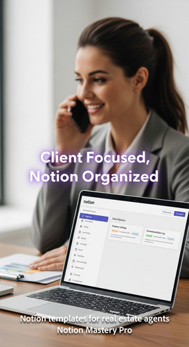 Blurred image of a realtor talking on the phone foreground laptop with a Notion CRM Overlay Client F.jpg