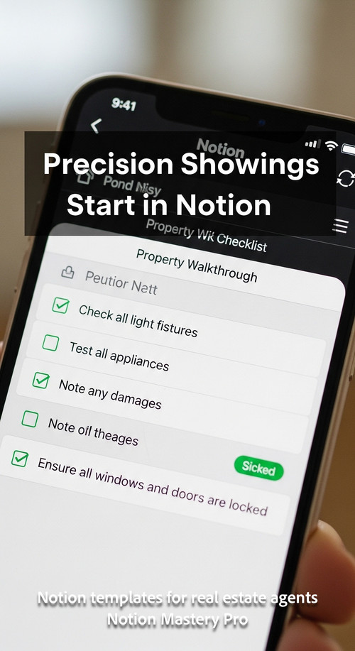 Close up of a smartphone showing a Notion property walkthrough checklist Overlay Precision Showings .jpg