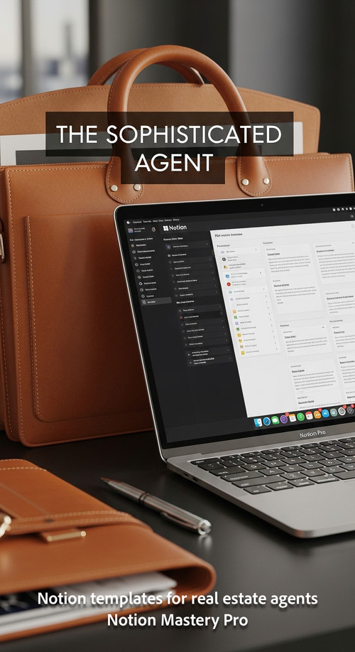 Close up of a highquality leather briefcase and a pen next to an open MacBook with a clear Notion in.jpg