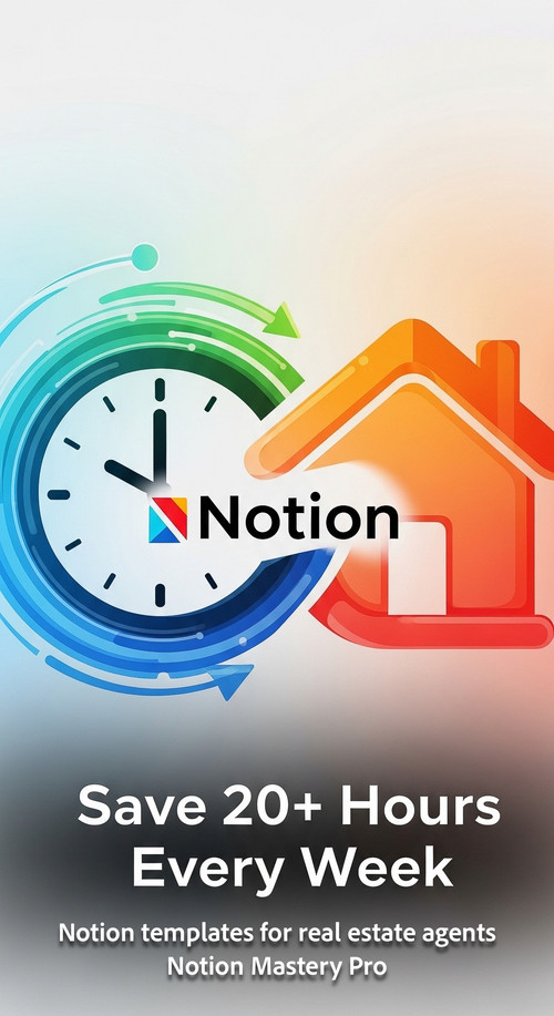 Abstract visualization of a clock and a house icon merging into a Notion logo Overlay Save 20 Hours .jpg