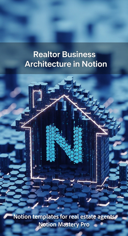 Abstract 3D rendering of interconnected hexagonal data blocks forming a house shape subtle N in the .jpg