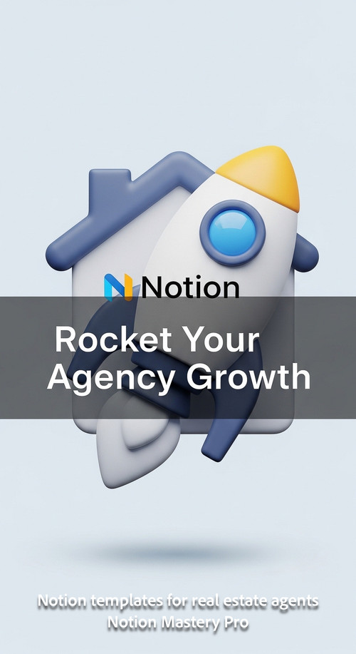 Abstract 3D icon of a house and a rocket with a central Notion logo Overlay Rocket Your Agency Growt.jpg