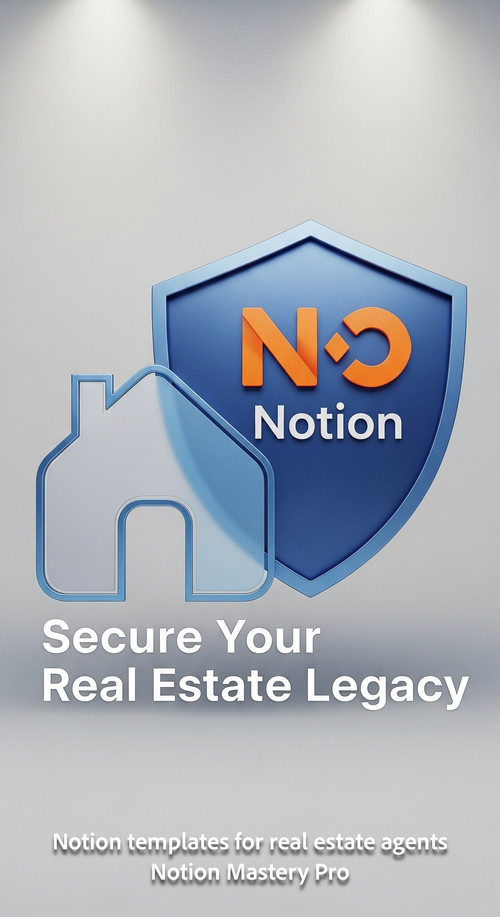 Abstract 3D icon of a house and a shield with a central Notion logo Overlay Secure Your Real Estate .jpg