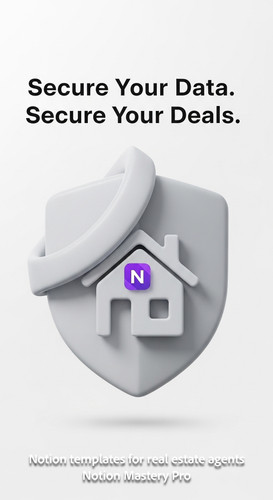 Minimalist 3D icon of a shield protecting a house with a Notion logo Overlay Secure Your Data Secure.jpg