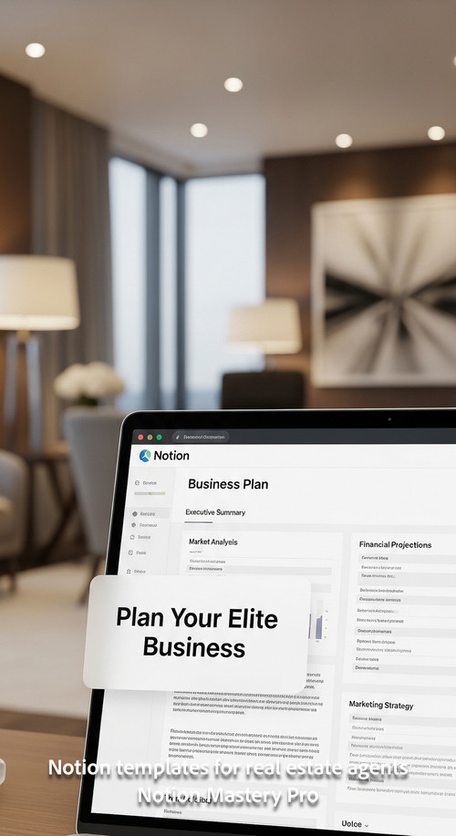 Blurred interior of a highend real estate agency office foreground laptop displaying a comprehensive.jpg