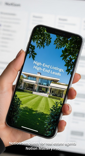 Close up of a hand holding a sleek silver smartphone displaying a property photo over a blurred Noti.jpg