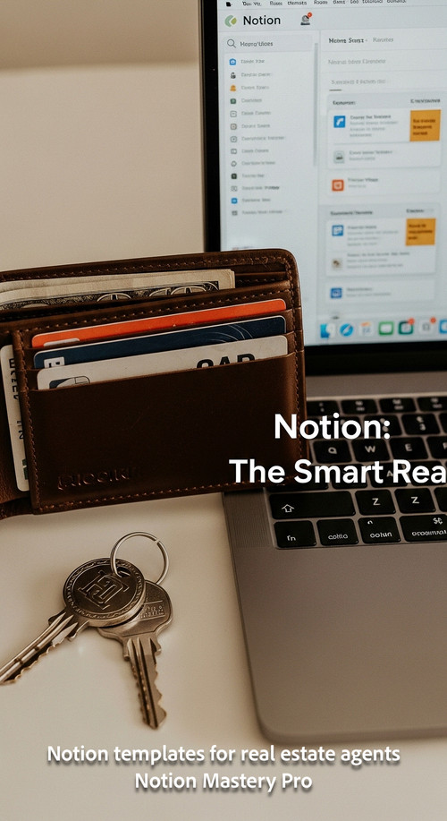 Close up of a highquality leather wallet and a set of luxury house keys next to a MacBook with Notio.jpg