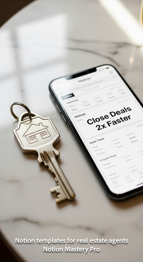 Close up of a luxury house key on a marble countertop next to a clean smartphone running a Notion te.jpg