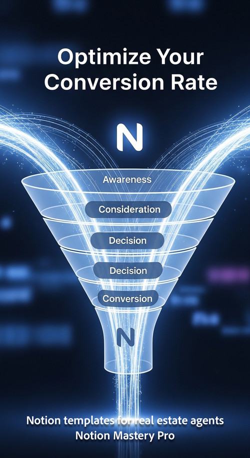 Abstract visualization of leads flowing through a conversion funnel labeled with clear stages in Not.jpg