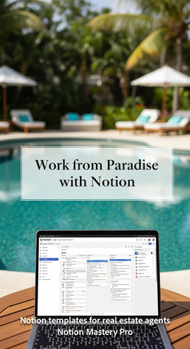 Blurred luxury pool area foreground laptop showing a Notion agency operating system Overlay Work fro.jpg