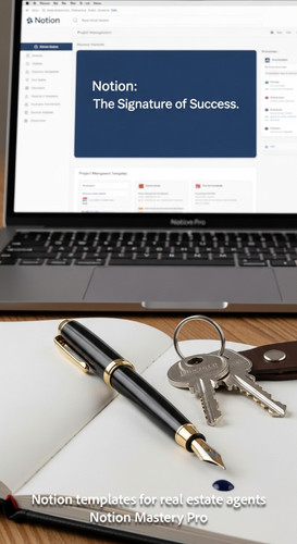 Close up of a fountain pen and a set of house keys on a desk with a MacBook Pro Overlay Notion The S.jpg