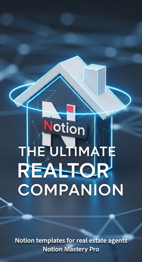 Abstract 3D render of a house icon with a digital halo and a Notion logo Overlay The Ultimate Realto.jpg