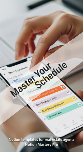 Close up of a hand navigating a smartphone calendar showing real estate appointments and subtle Noti.jpg