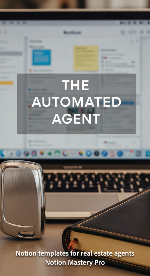 Close up of a sleek brushed metal key fob and a leather notebook next to a MacBook running Notion Ov.jpg