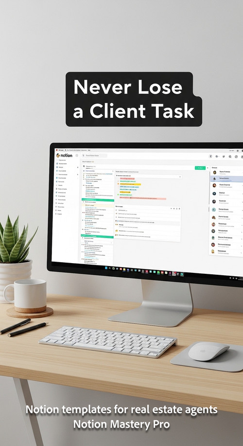 Highangle shot of a minimalist desk with a clean aesthetic and a large monitor displaying a colorful.jpg