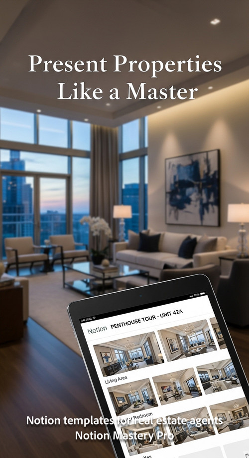Blurred image of a luxury penthouse interior foreground tablet showing a Notion tour guide Overlay P.jpg